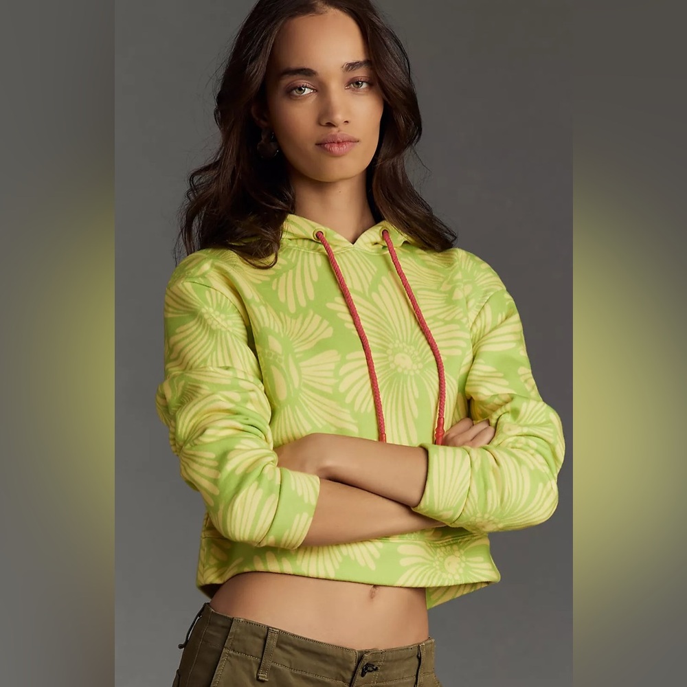 Farm Rio x Anthropologie Printed Cropped Hooded Sweatshirt - Picture 3 of 6